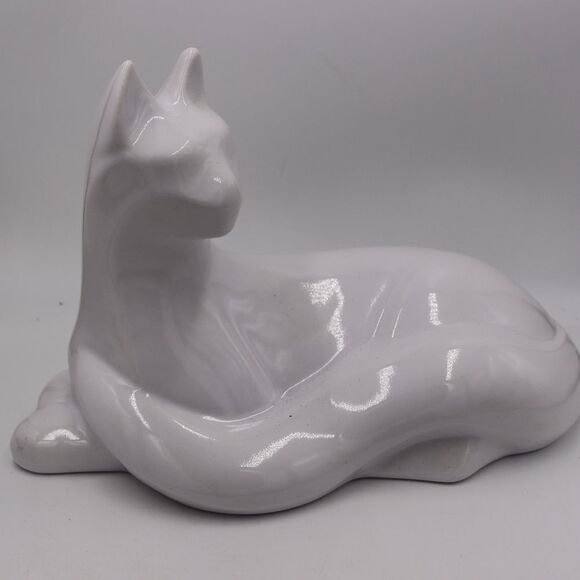 Haeger Vintage Large White Art Deco Cat Statue 2nd - Picture 1 of 11